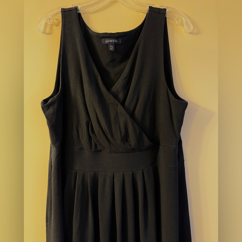 Lands' End Classic Fit and Flare Black Midi Dress - Picture 2 of 5